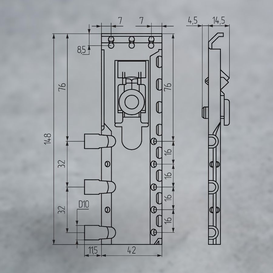 фото Подвеска скрытая 816.32.Z1.DU.DX для верхней базы (65кг), правая R, CAMAR