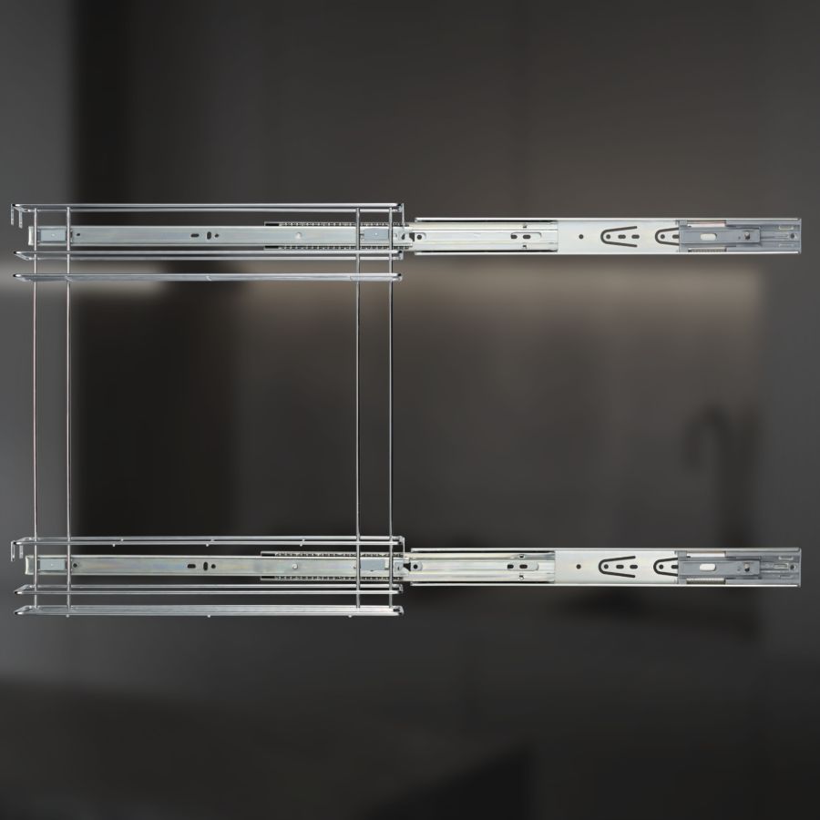 фото Выдвижная корзина двухуровневая в нижнюю базу 150 мм с доводчиком