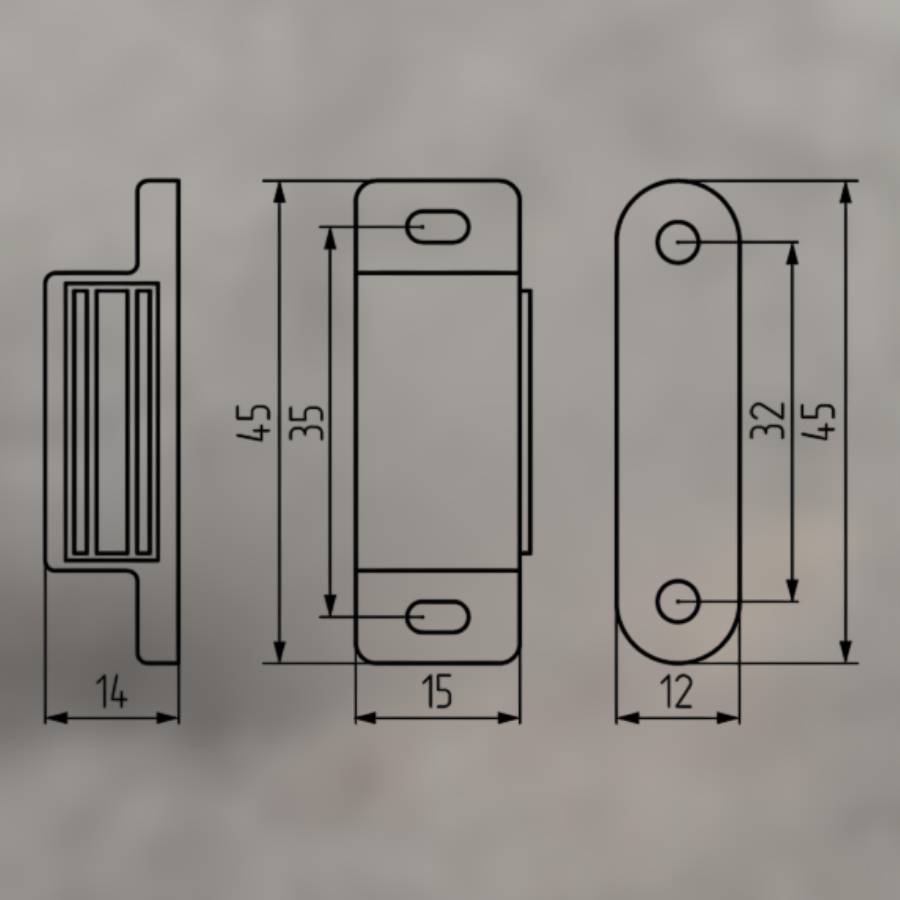 фото  Защёлка магнитная одинарная белая, 2.5 кг, с ответной планкой