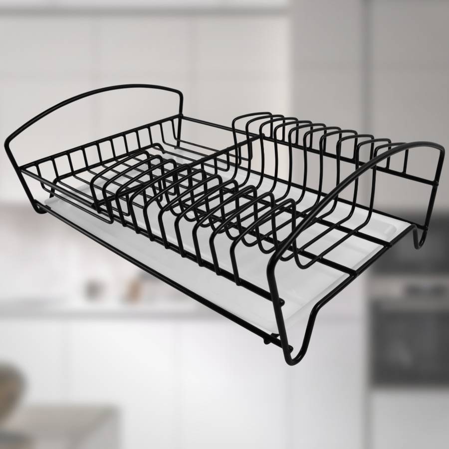 фото Сушилка для посуды одноуровневая настольная черная