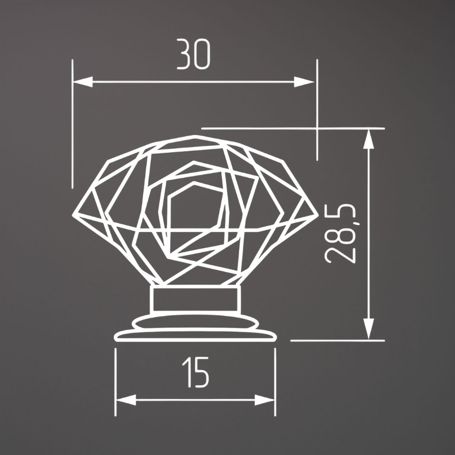 фото Ручка-кнопка КЛИО, хром глянцевый