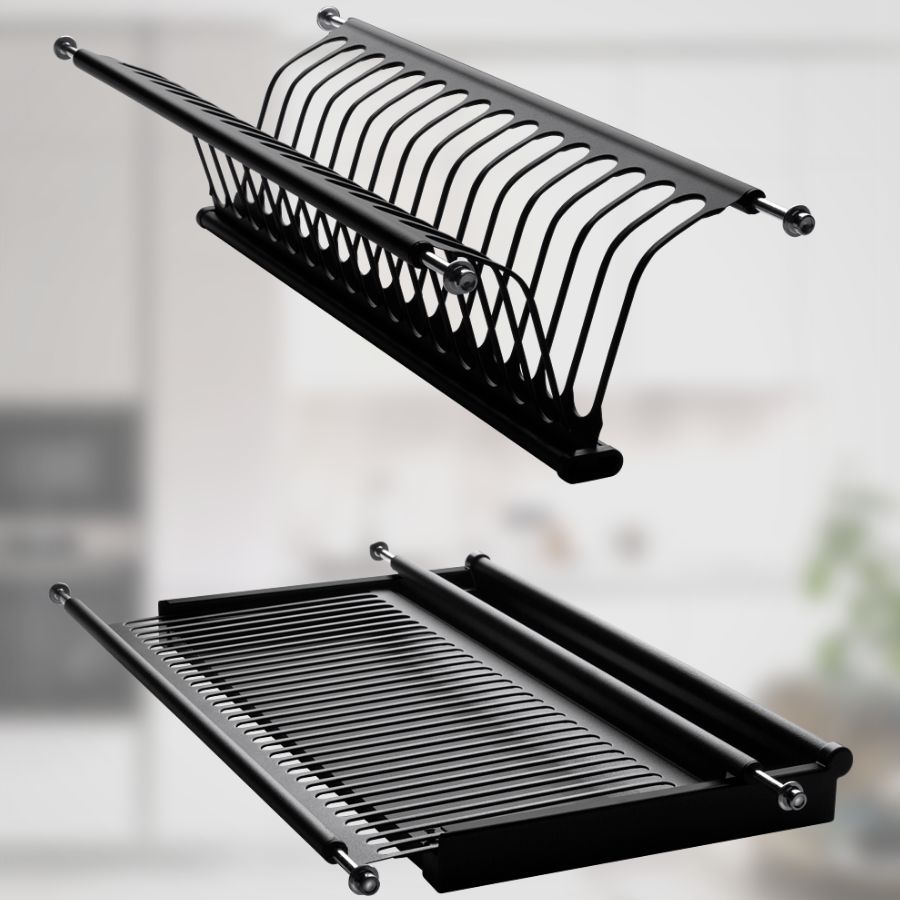 фото Посудосушитель черный из нержавеющей стали в шкаф 500 мм