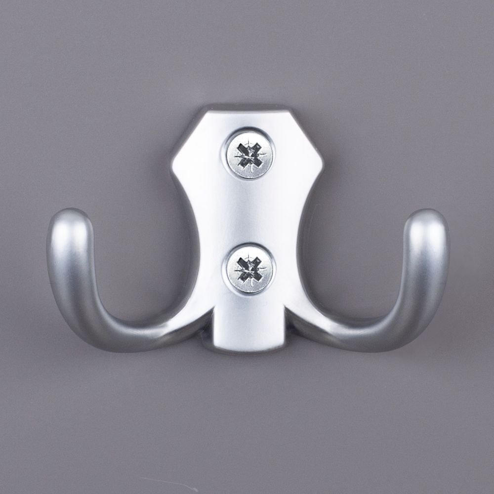 фото Крючок РОМБО двухрожковый, хром матовый