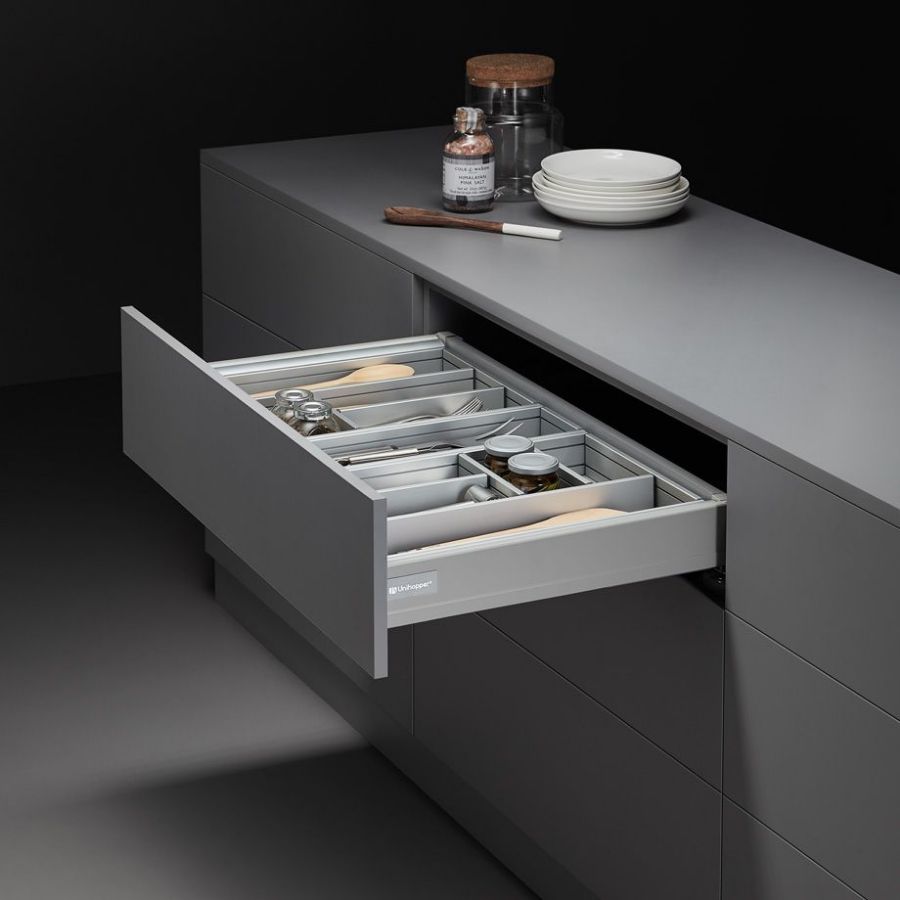 фото Комплект выдвижного ящика Unihopper Mental box - 2, H80*450мм, серебро, с соединением задней стенки
