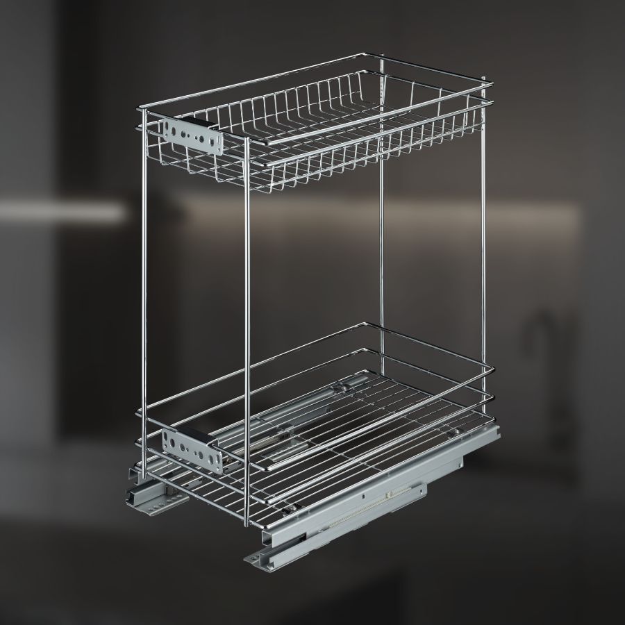 фото Выдвижная корзина двухуровневая в нижнюю базу 300 мм с доводчиком