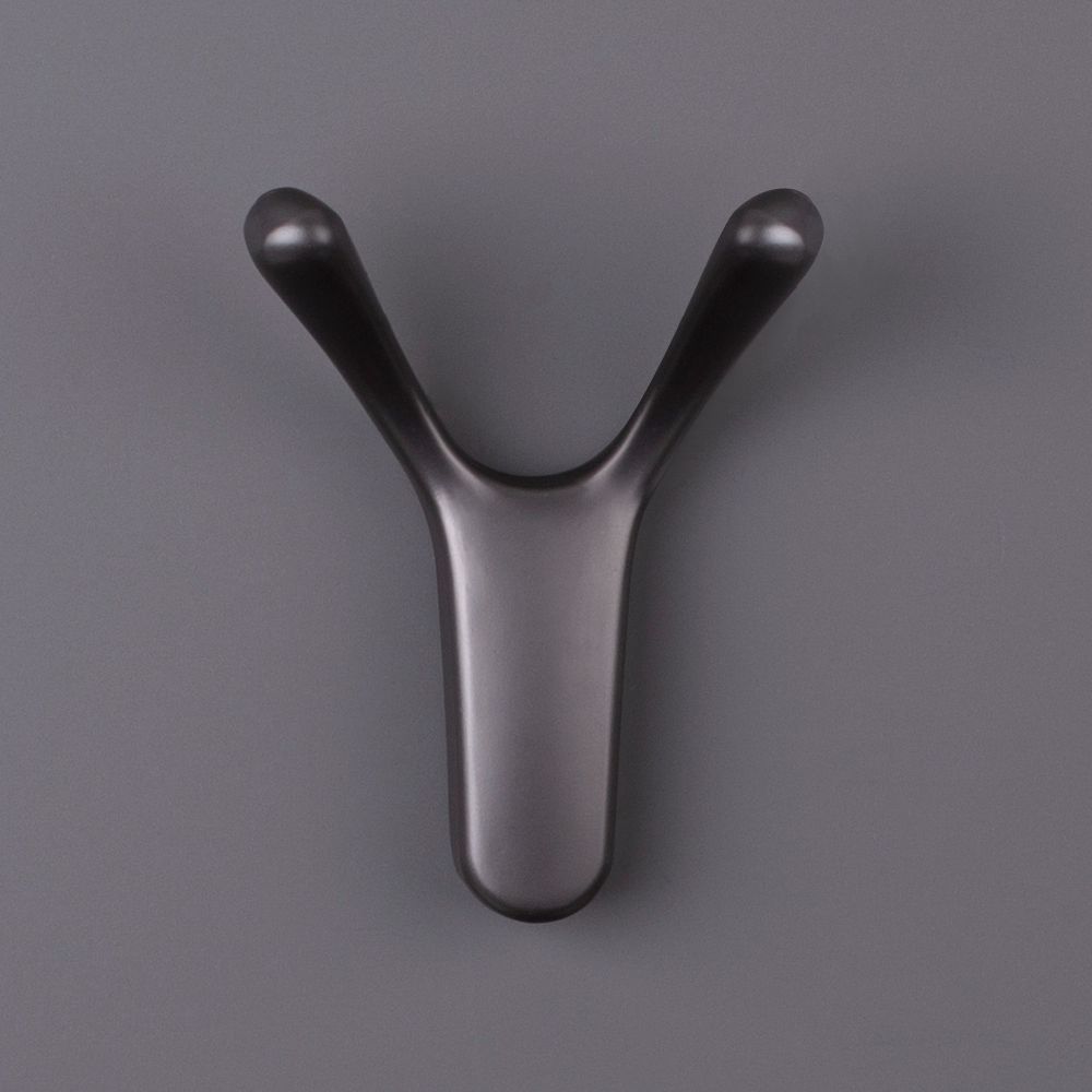 фото Крючок ГЕРМЕС двухрожковый, серый матовый