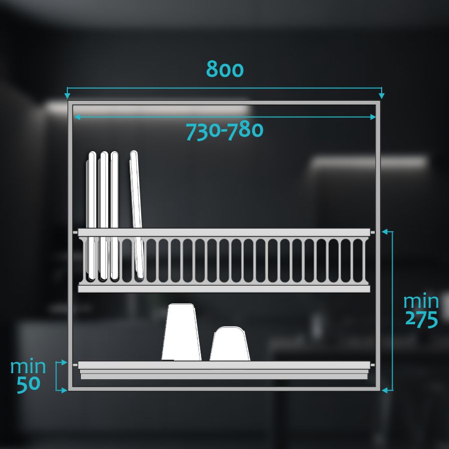 фото Посудосушитель из нержавеющей стали в шкаф 800 мм