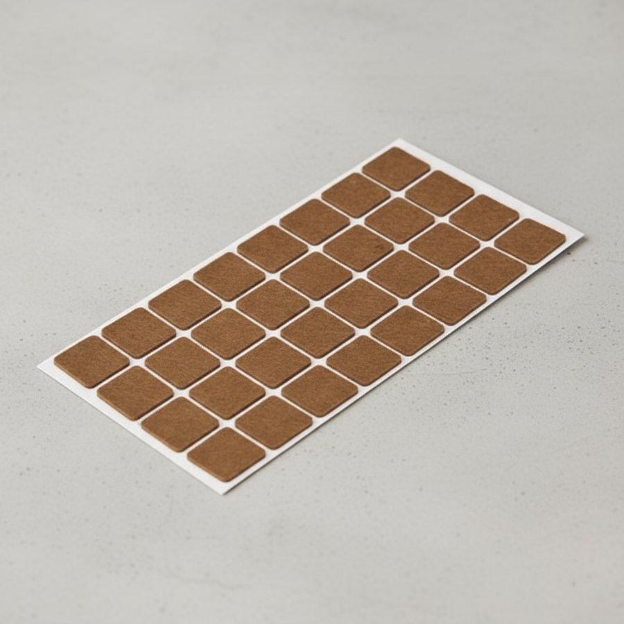 фото Подпятник войлочный 2,5х2,5 см (32 шт на листе) самоклеящийся, цвет коричневый, Турция