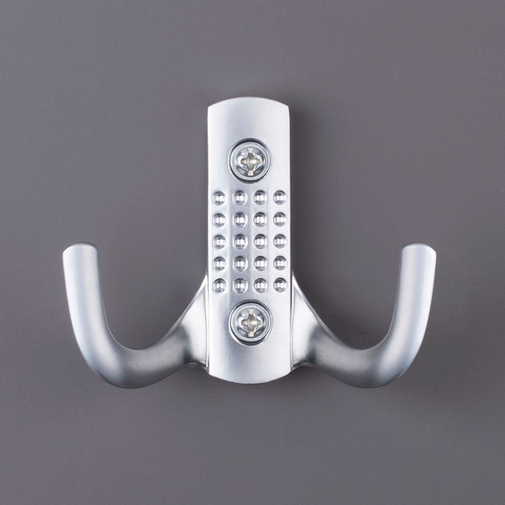 фото Крючок ПЕРФО двухрожковый, хром матовый