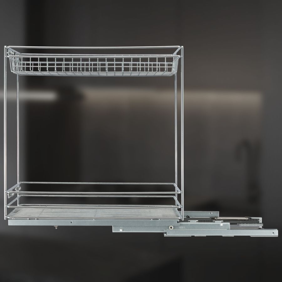фото Выдвижная корзина двухуровневая в нижнюю базу 500 мм с доводчиком