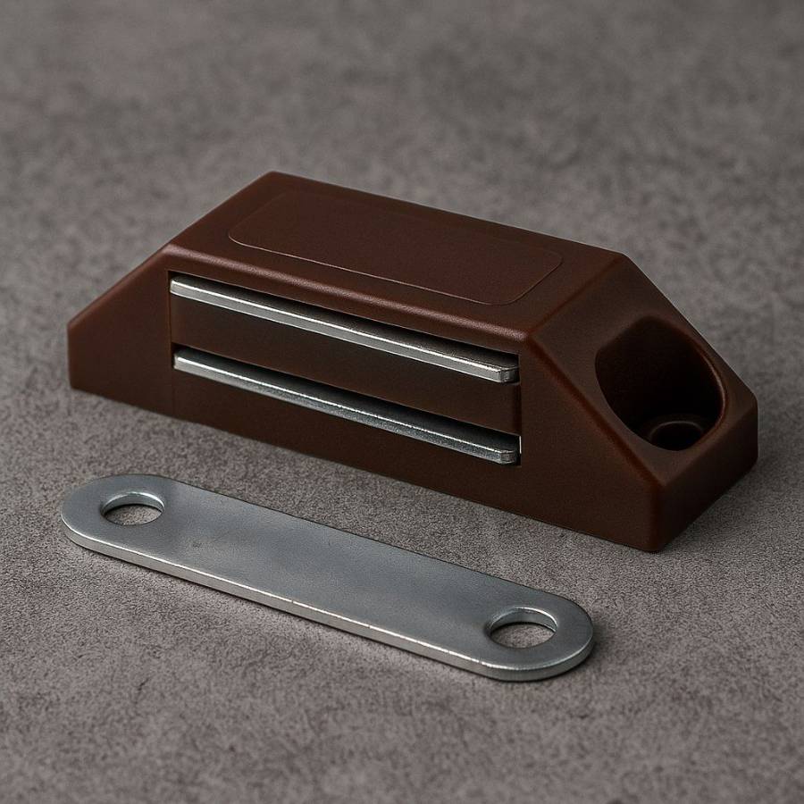 фото Защелка магнитная "Гигант" коричневая, 3.5 кг, с ответной планкой