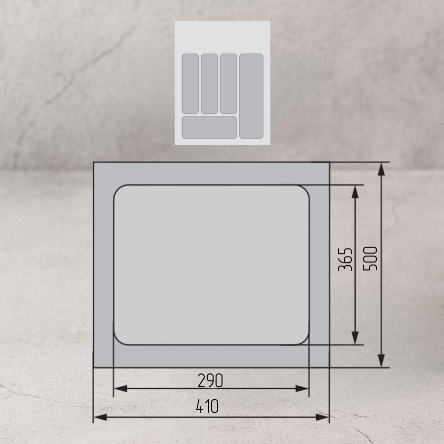 фото Лоток FGV Tetrix для столовых приборов в базу 400-450мм (400x495), Silver Champagne