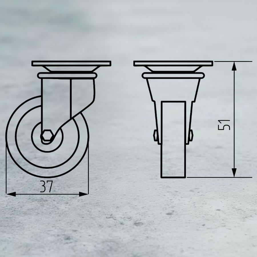 фото Колесная опора с поворотной площадкой d 38 мм