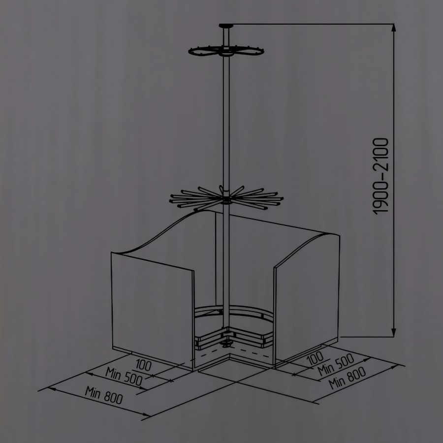 фото 360° вращающаяся 3-х уровневая стойка для одежды Unihopper, в базу 800мм, Moka