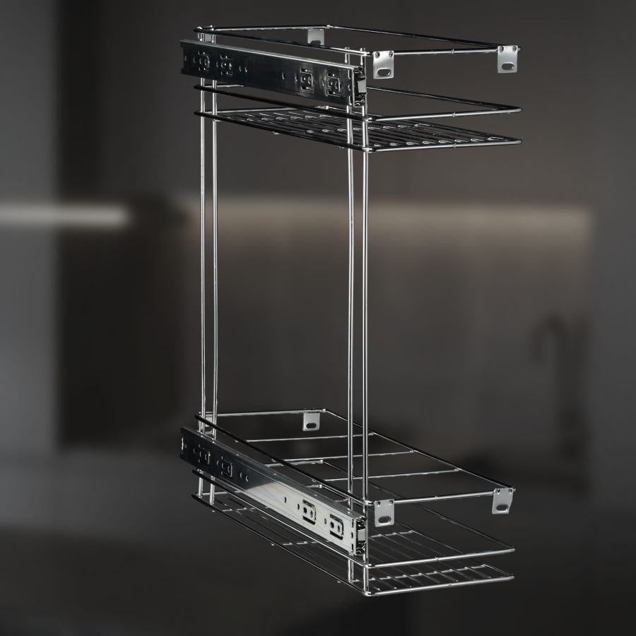 фото Выдвижная корзина двухуровневая в нижнюю базу 200 мм с направляющими