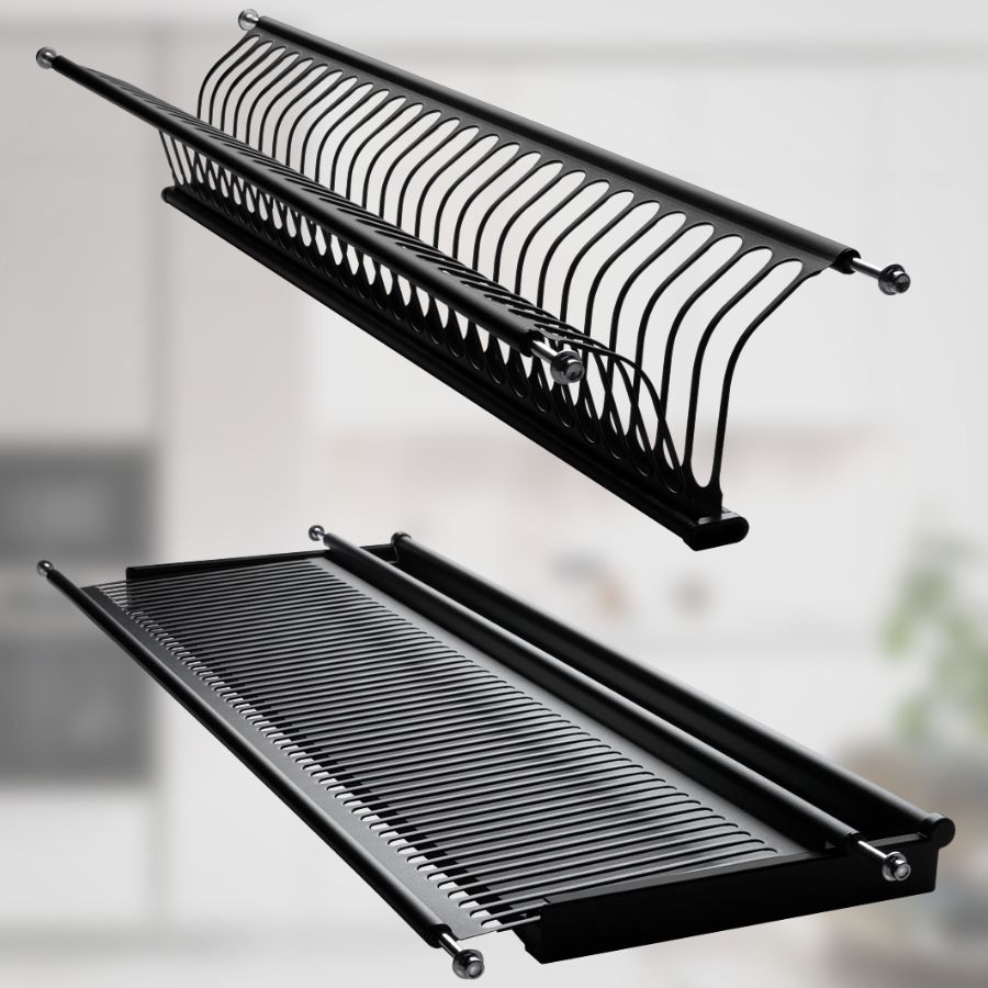 фото Посудосушитель черный из нержавеющей стали в шкаф 800 мм