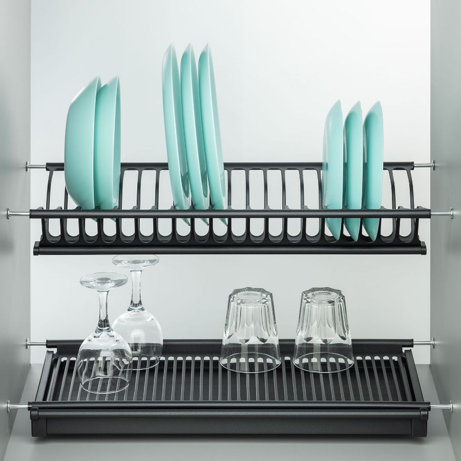 фото Посудосушитель черный из нержавеющей стали в шкаф 600 мм