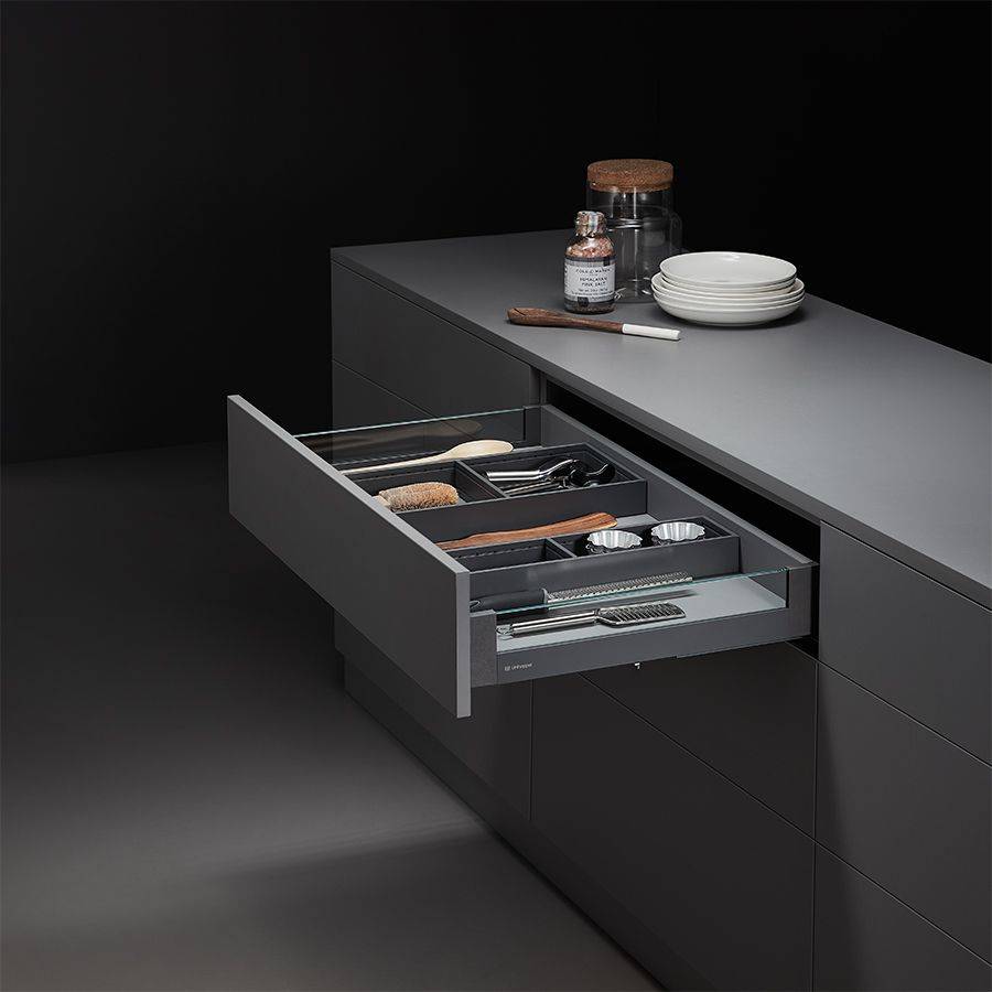 фото Комплект выдвижного ящика Unihopper Magic Box, 80*450 мм, с доводчиком со стеклом, графит