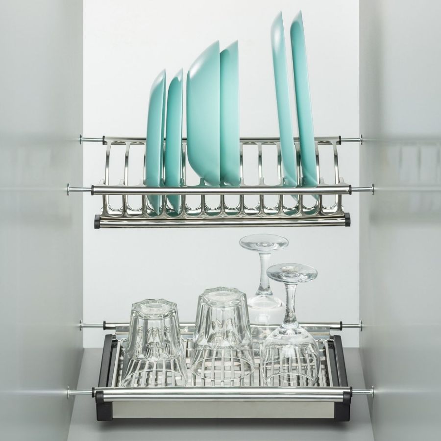 фото Посудосушитель из нержавеющей стали в шкаф 400 мм