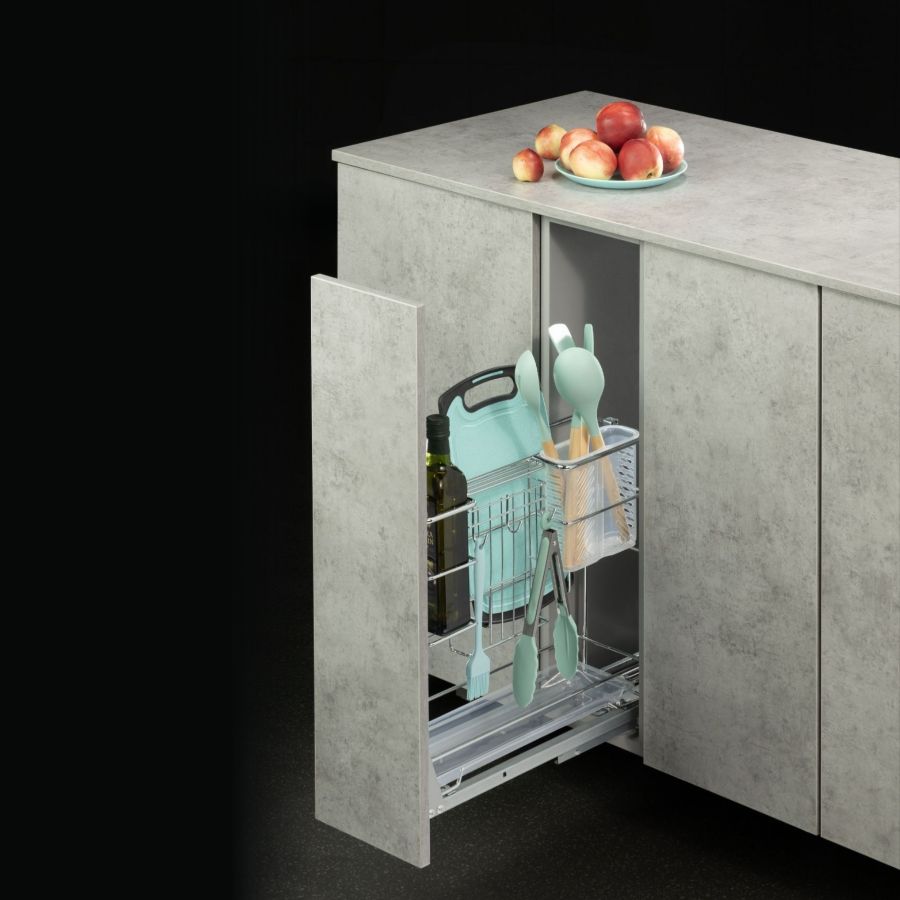 фото Выдвижная корзина двухуровневая в нижнюю базу 200 мм с доводчиком