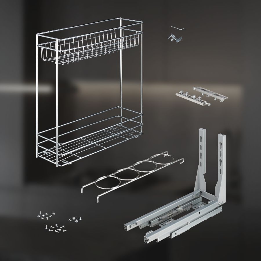 фото Выдвижная корзина двухуровневая в нижнюю базу 200 мм с доводчиком