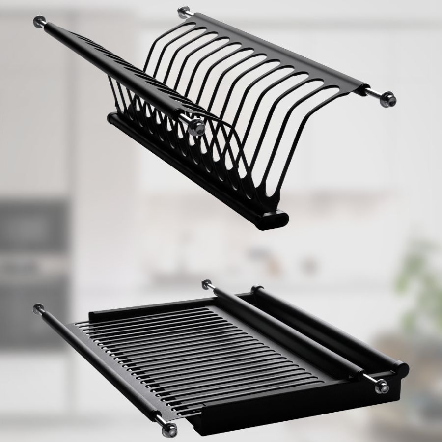 фото Посудосушитель черный из нержавеющей стали в шкаф 400 мм