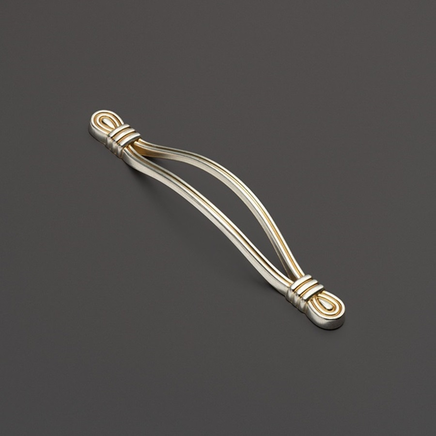 фото Ручка-скоба АФИНА, 128 мм, серебро с золотой патиной