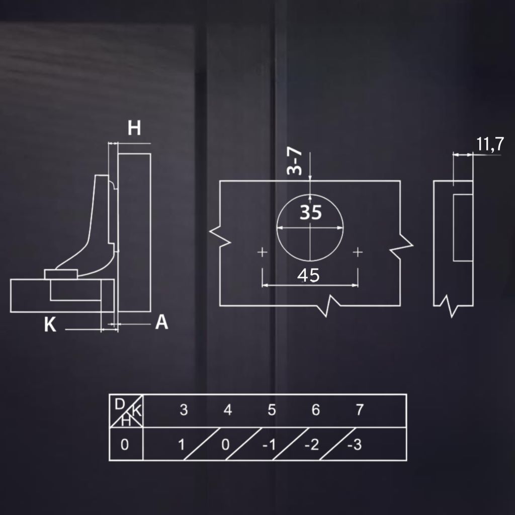 фото Вкладная 3D петля UNIHOPPER SETTON с доводчиком, 45мм, с декоративной накладкой