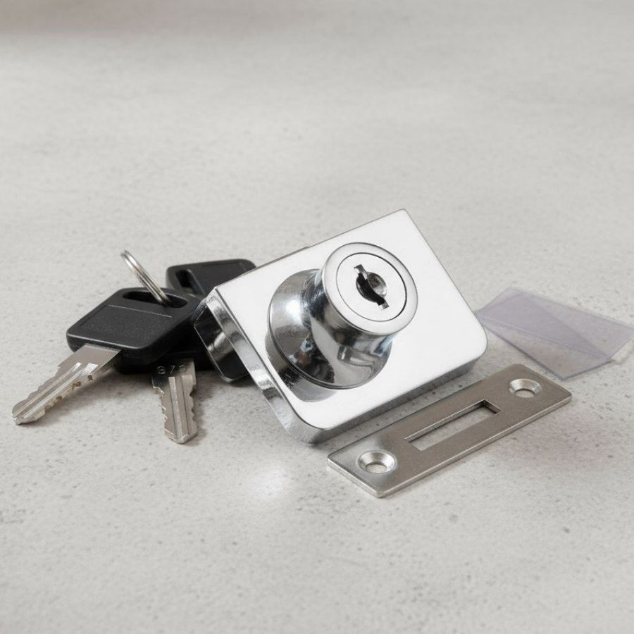 фото Замок LOCK.805.CR, хром 2 стекла накладной