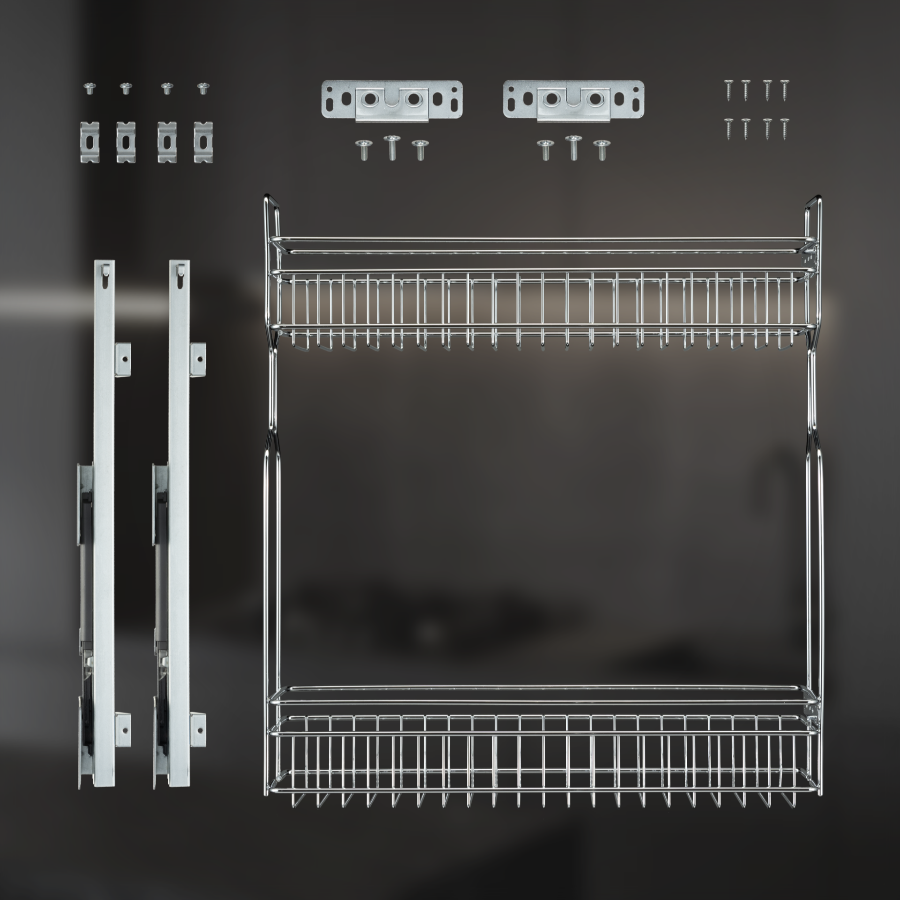 фото Выдвижная корзина двухуровневая в нижнюю базу 200 мм с доводчиком