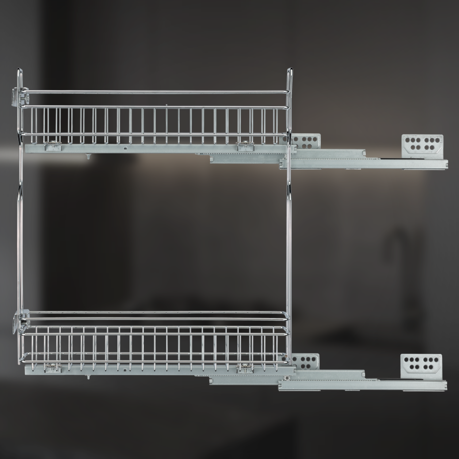 фото Выдвижная корзина двухуровневая в нижнюю базу 200 мм с доводчиком