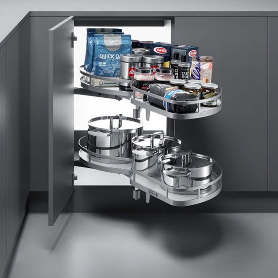 фото Волшебный уголок UNIHOPPER NANO правый с доводчиком, в ящик 900 мм, фасад 450 мм, серый