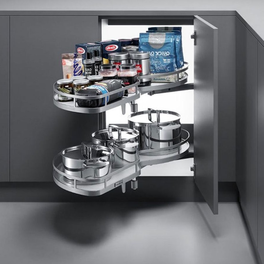 фото Волшебный уголок UNIHOPPER NANO левый с доводчиком, в ящик 900 мм, фасад 450 мм, серый