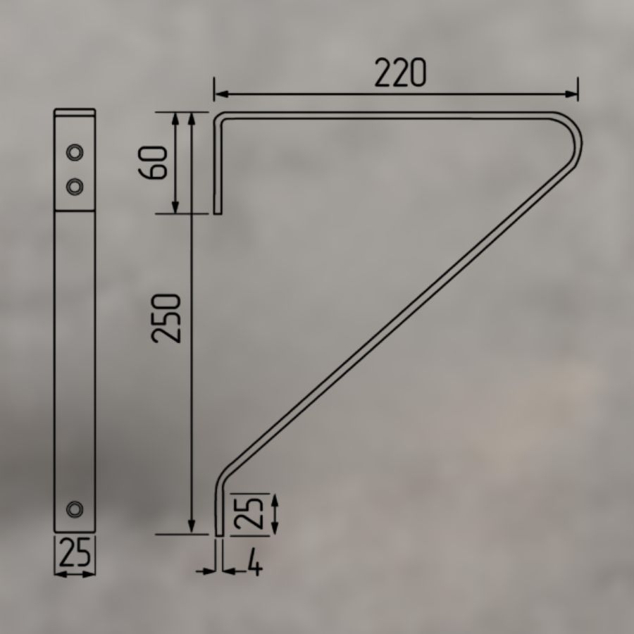 фото Полкодержатель LOFT-3 (250*220), черный (30 кг)