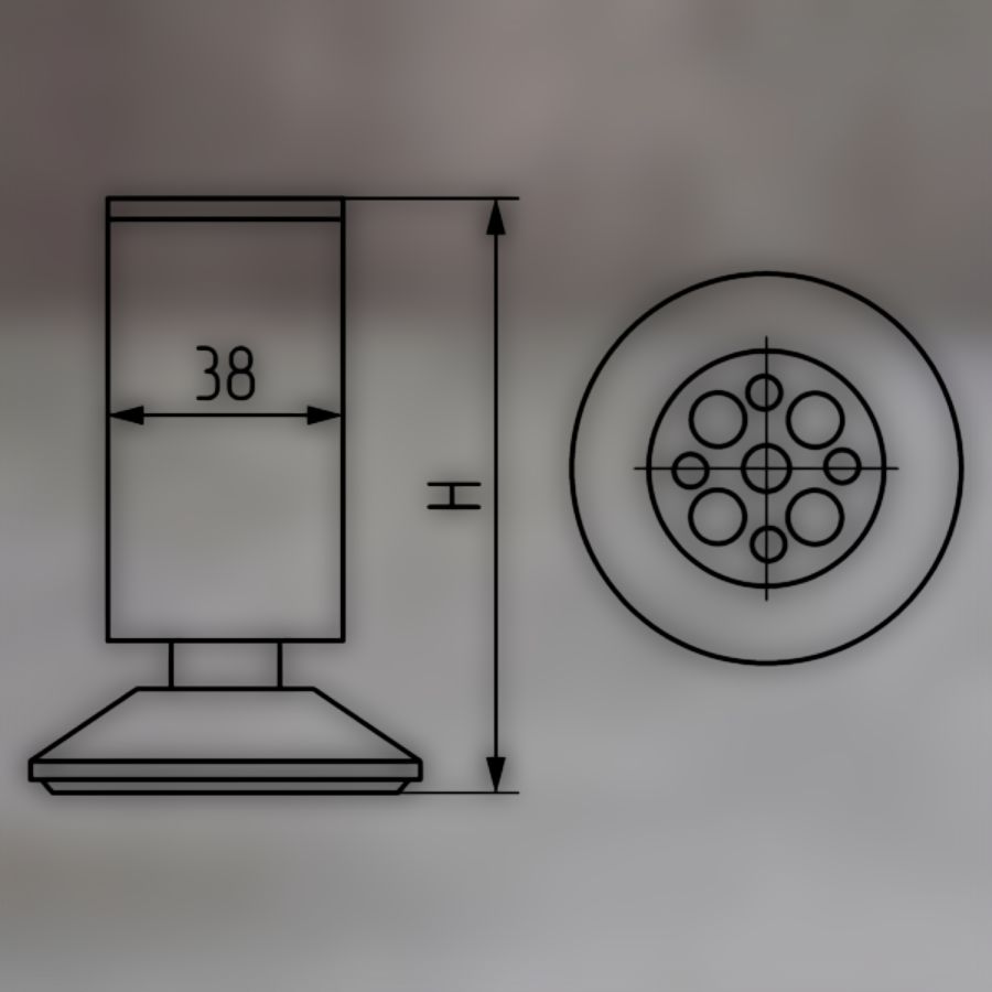 фото Опора 19166.401, d-38мм, h-79-86мм, алюминий