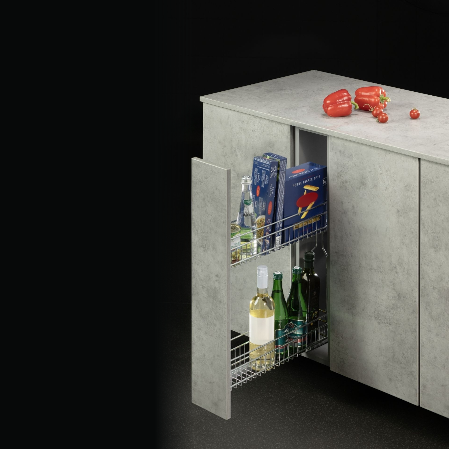 фото Выдвижная корзина двухуровневая в нижнюю базу 150 мм с доводчиком