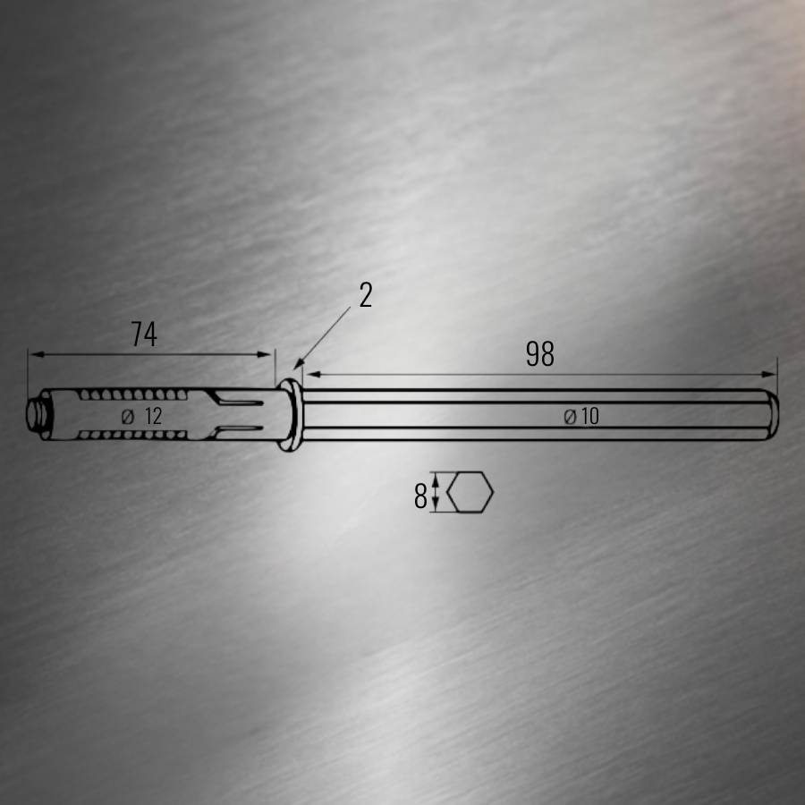 фото Менсолодержатель MF нерегулируемый, скрытого типа, 10х100мм, коричневый