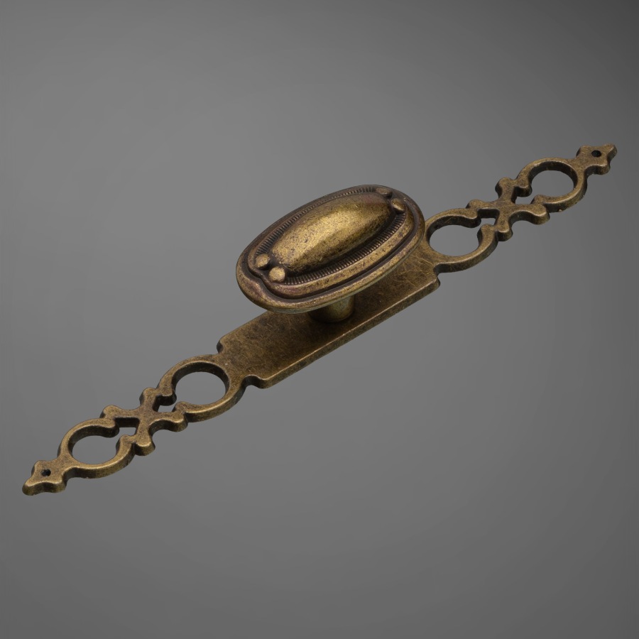 фото Ручка-кнопка с накладкой ИСИДА, бронза античная