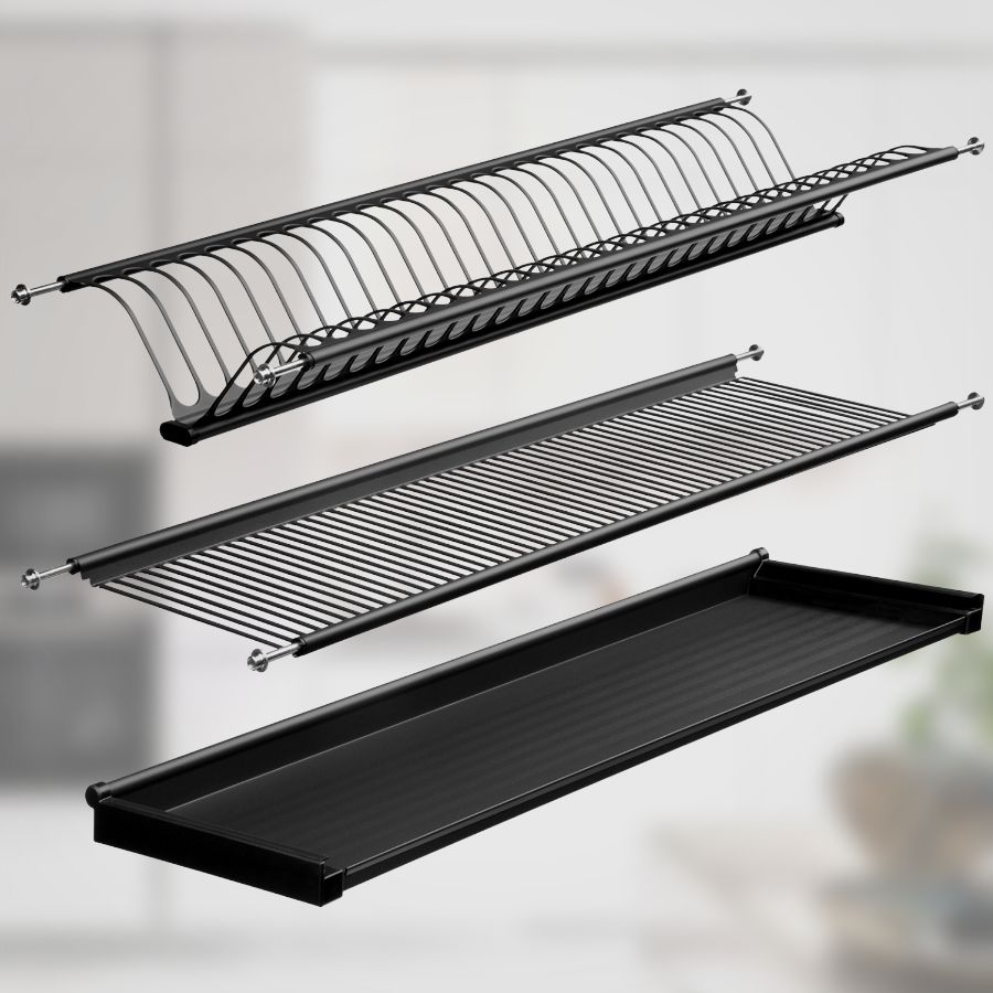 фото Посудосушитель черный из нержавеющей стали в шкаф 800 мм