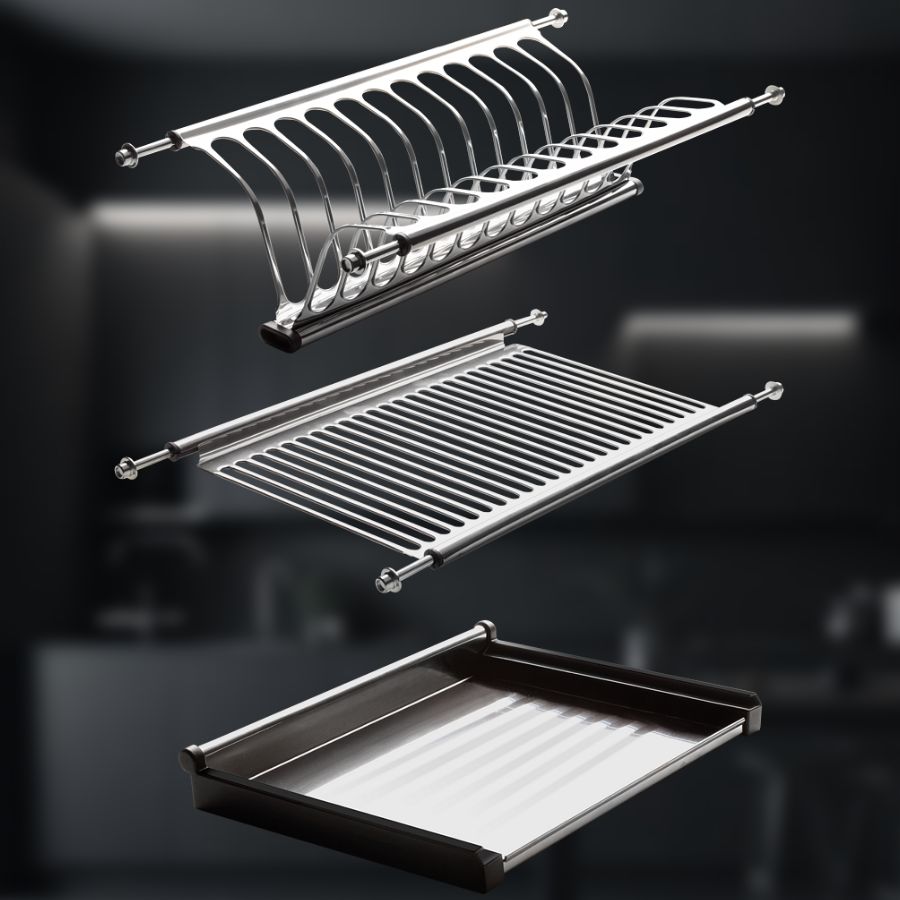 фото Посудосушитель из нержавеющей стали в шкаф 400 мм