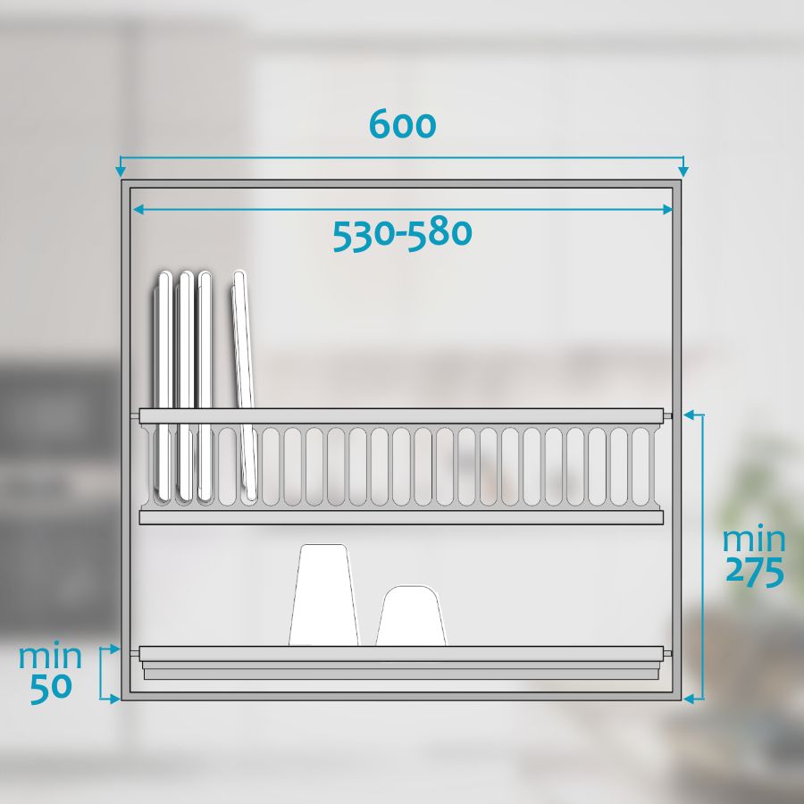 фото Посудосушитель черный из нержавеющей стали в шкаф 600 мм