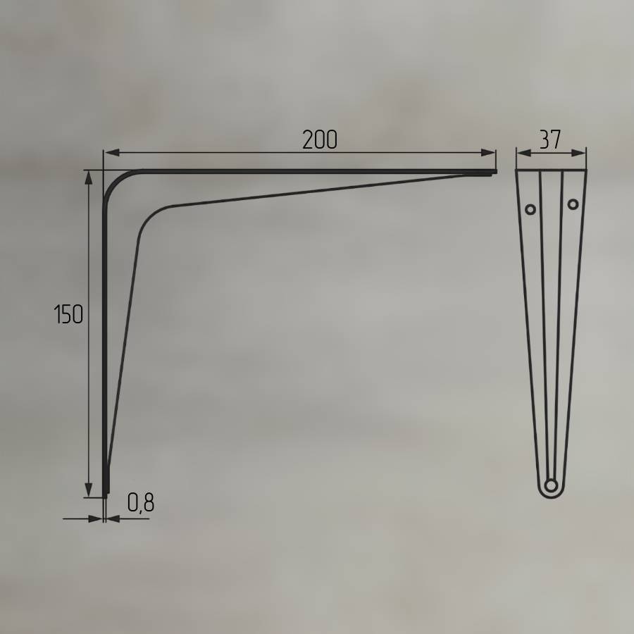 фото Полкодержатель 39105.004 150х37х200 сталь 0,8мм, белый