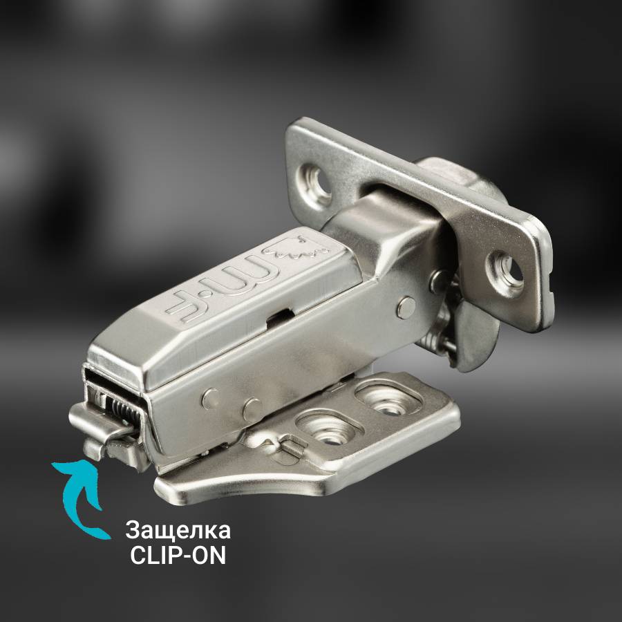 фото Петля полунакладная MF Prima Top 3D, 45 мм, Clip-on, с доводчиком, мягкий ход, никель, в сборе, H=0