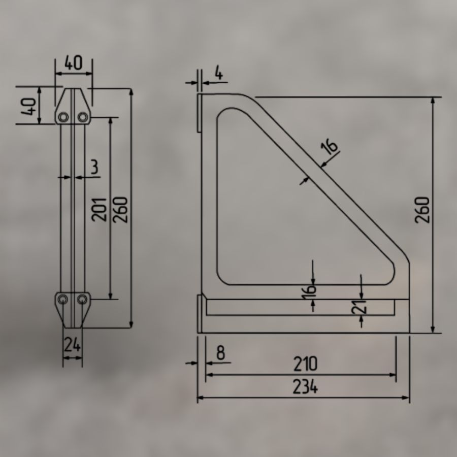 фото  Полкодержатель LOFT-6 (260*234), черный (30 кг)