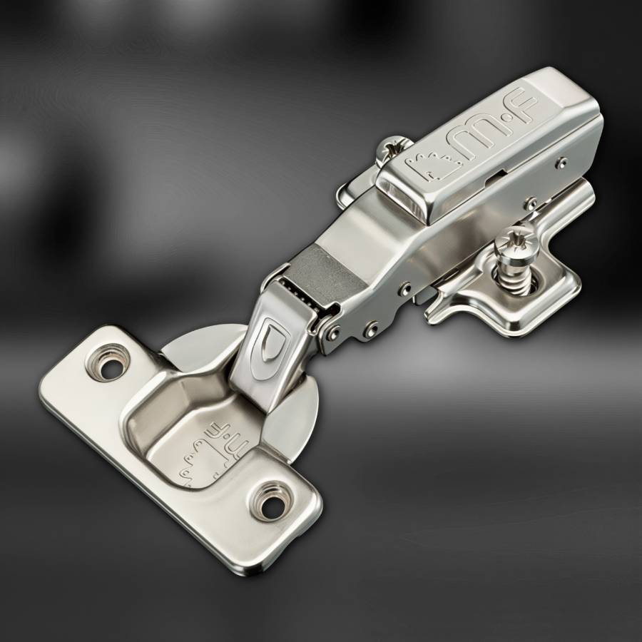 фото Петля MF Prima Top 2D, 45 мм, Clip-on, накладная с доводчиком, мягкий ход, никель, евровинт, H=2