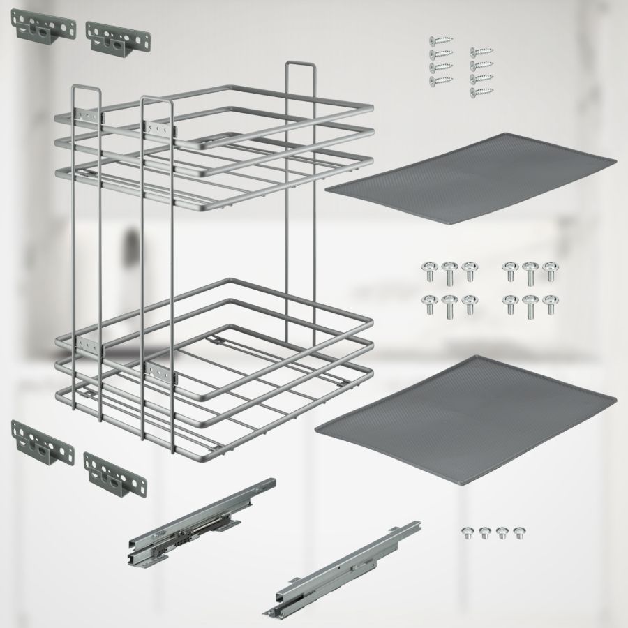 фото Выдвижная корзина VESPLINE двухуровневая в нижнюю базу 400 мм с доводчиком
