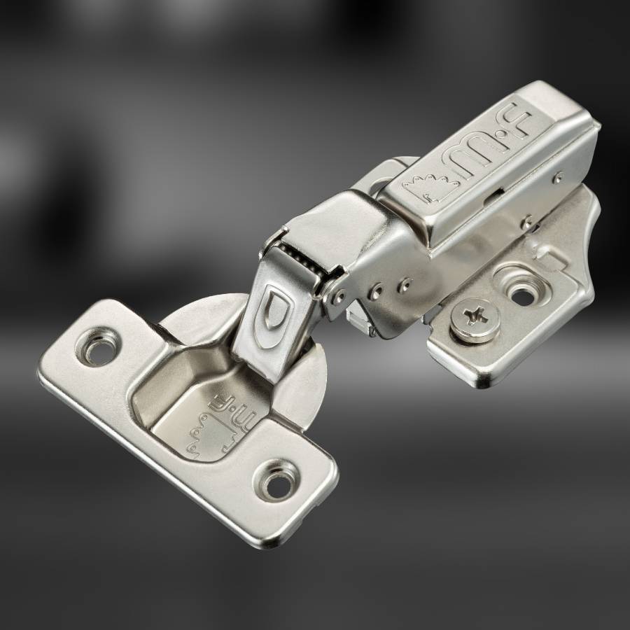 фото Петля вкладная MF Prima Top 3D, 45 мм, Clip-on, с доводчиком, мягкий ход, никель, в сборе, H=0