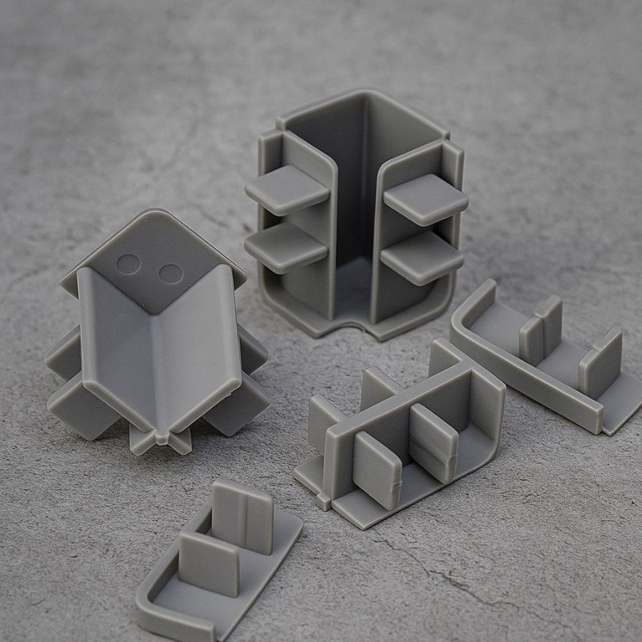 фото Комплект заглушек для прямоугольного плинтуса, серый