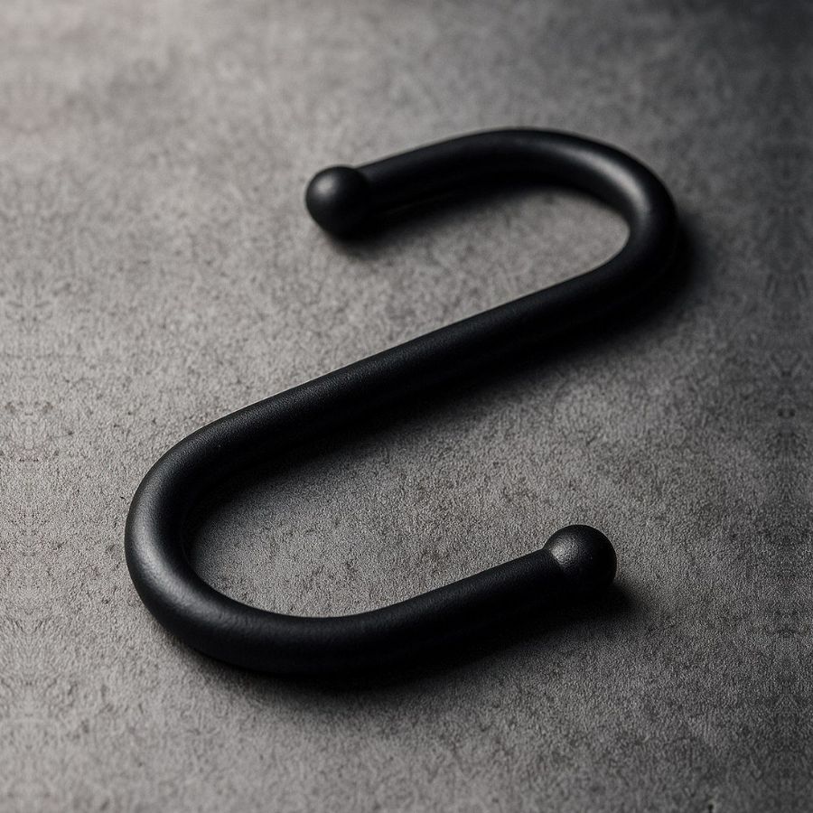 фото Крючок для рейлинга S-образный черный матовый