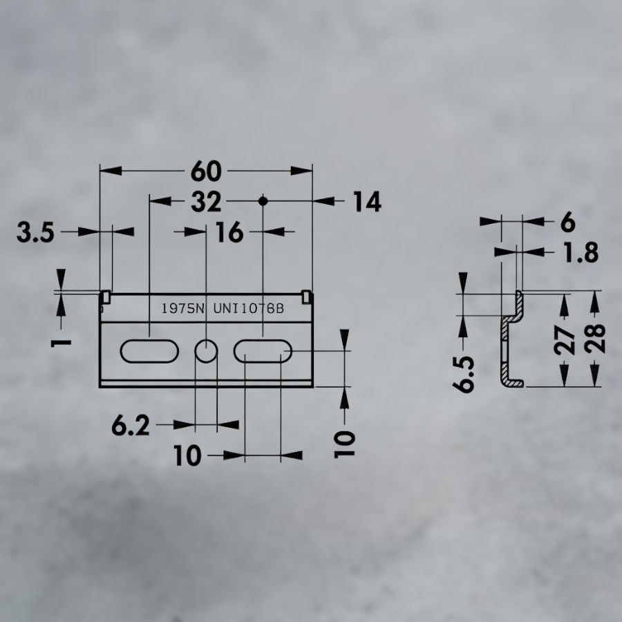 фото Крепежная планка Н=26 L=60 875ACZ10060 Италия
